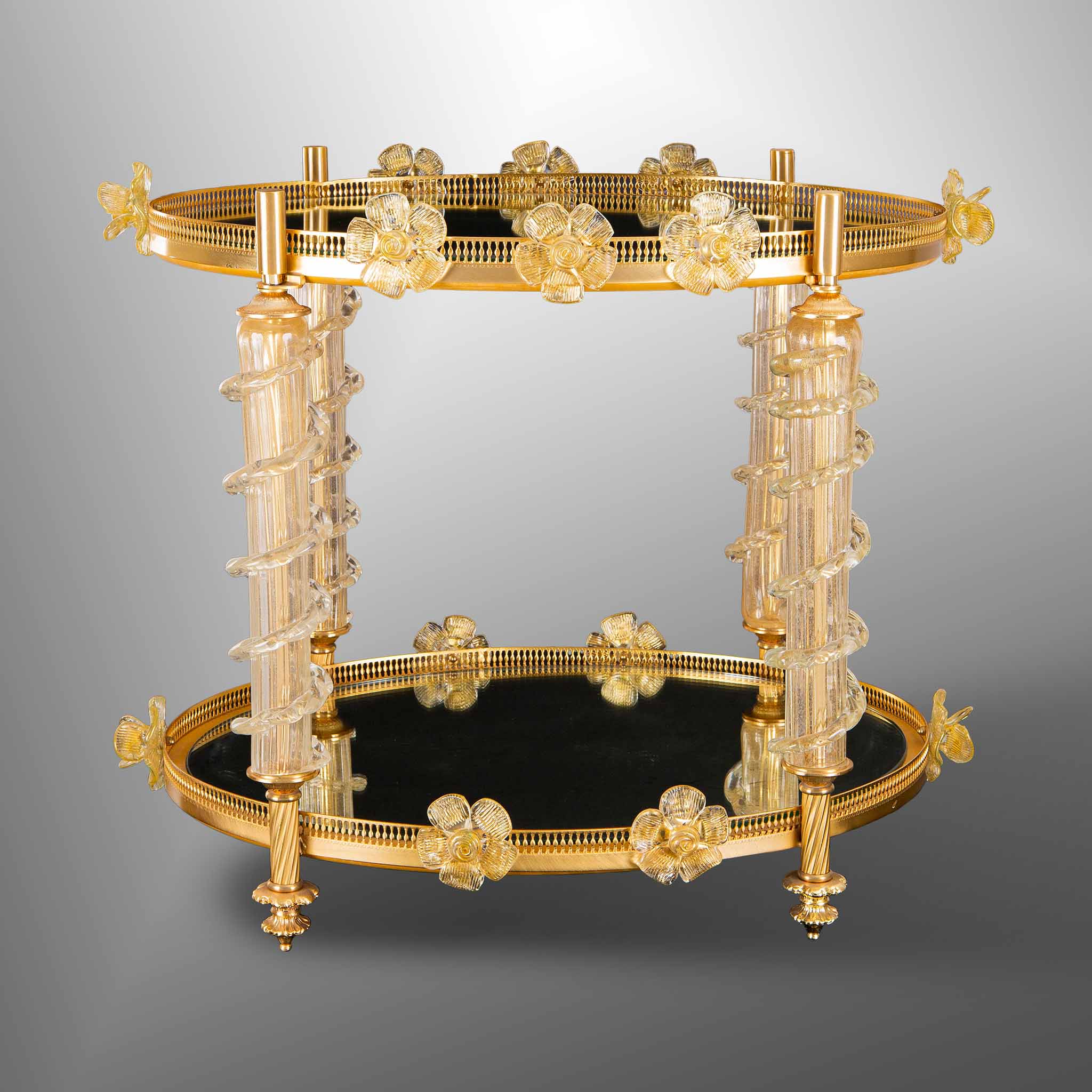 Murano coffee table with flowers in gold